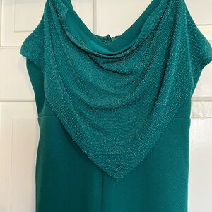 Chic Teal Jumpsuit with Draped Neckline
